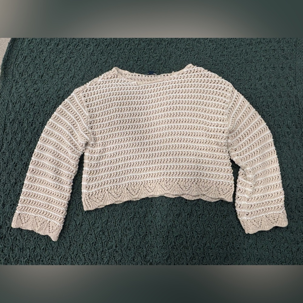American Eagle Outfitters Off-Shoulder Cream Sweater